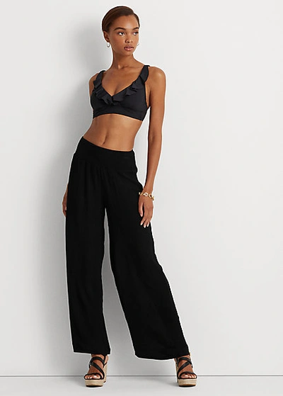 Ralph Lauren Smocked Wide-leg Pant In White