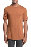 Helmut Lang Standard-fit Cut-sleeve T-shirt In Burnt Orange