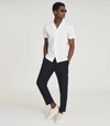 Reiss Caspa Mercerized Cotton Cuban Collar Regular Fit Short Sleeve Button Down Shirt In White