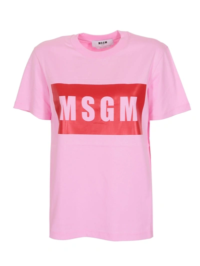 Msgm Box Logo T-shirt In Pink