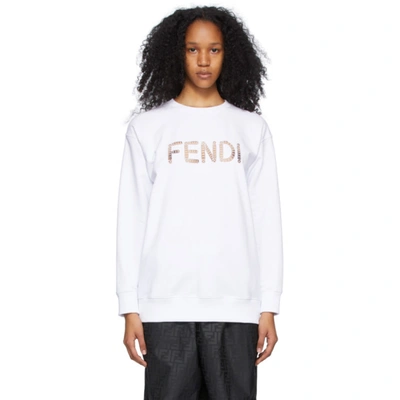 Fendi Cut-out Designer Logo Sweatshirt In White