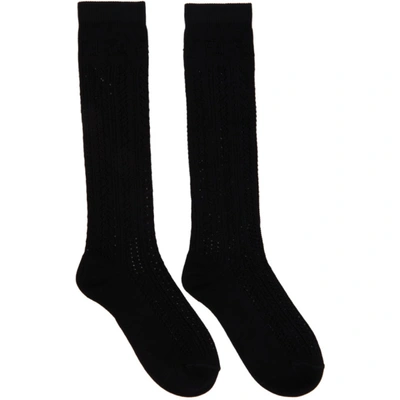 Fendi Black Cotton Macramé Socks In F0qa1black