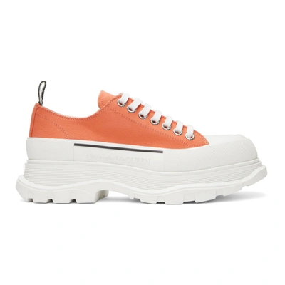 Alexander Mcqueen Ssense Exclusive Orange Tread Slick Low Sneakers In 7554 Salm./o.w/blk/s