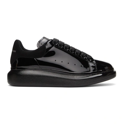 Alexander Mcqueen Black Patent Oversized Sneakers In 1000 Black/black