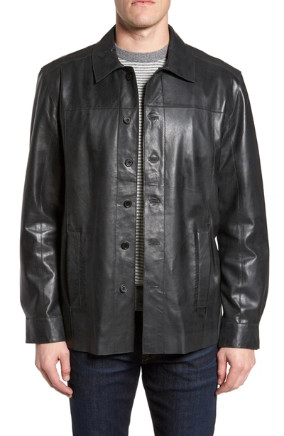 Missani Le Collezioni Button Front Leather Jacket In Black