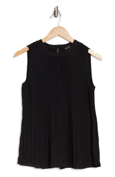 Adrianna Papell Pleated Sleeveless Tank Top In Black