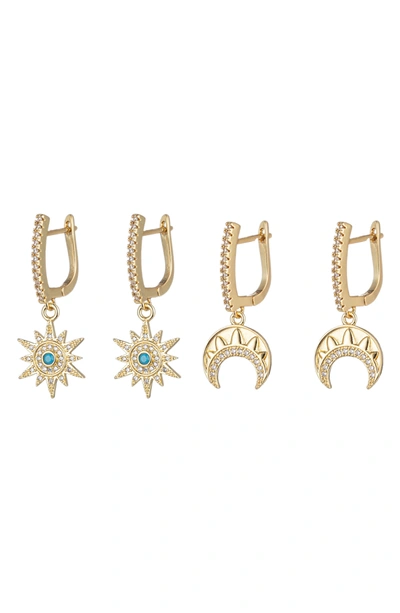 Eye Candy Los Angeles Jade 2-piece Huggie Hoop Set In Gold