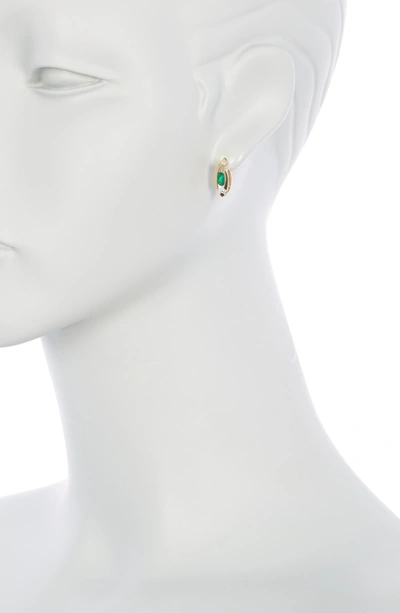 Suzy Levian Diamond & Emerald Stud Earrings In Green