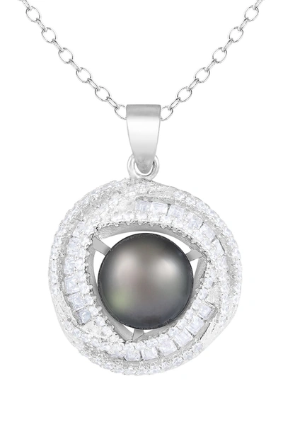 Splendid Pearls Round Tahitian Pearl Pendant Necklace In Black