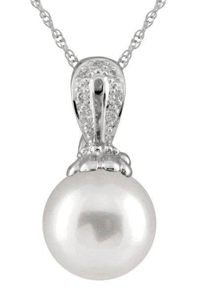 Splendid Pearls Diamond Enhancer Pendant Necklace With 8-9mm Freshwater Pearl In White
