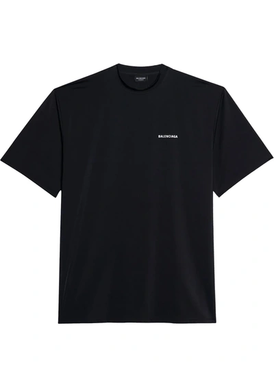 Balenciaga Oversized Logo-print Scuba T-shirt In Black