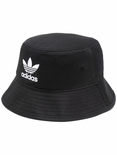 Adidas Originals Embroidered-logo Cotton Bucket Hat In Black