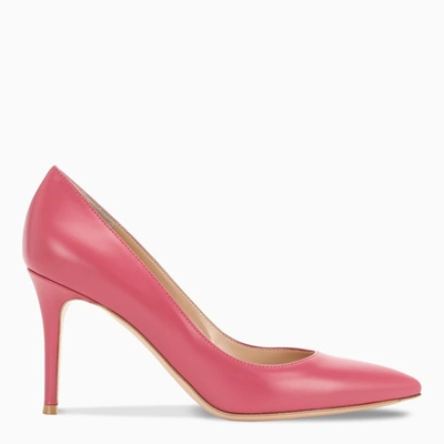 Gianvito Rossi Dark Pink Leather Pumps In Red