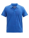 Vilebrequin Pyramid Open-collar Linen-jersey Polo Shirt In Blue