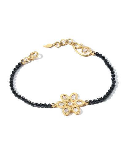 Coomi Women's Affinity 20k Yellow Gold, Diamond & Black Spinel Flower Bracelet