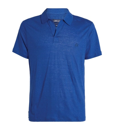Vilebrequin Men's Pyramid Linen Polo Shirt In Blue