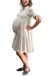 Emilia George Maternity Babette Tiered Shirtdress In White