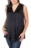 Emilia George Maternity Lily V-neck Sleeveless Top In Satin Black