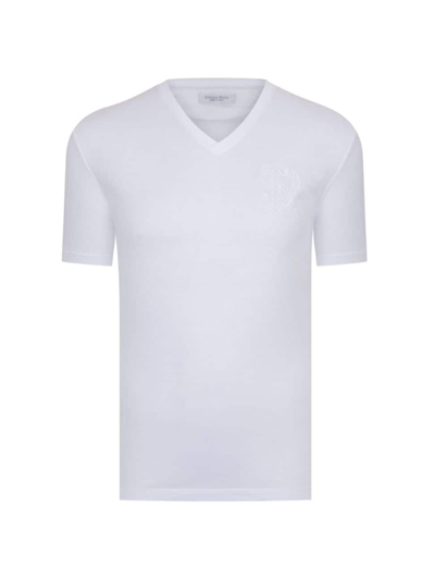 Stefano Ricci Men's Solid Cotton V-neck T-shirt In White