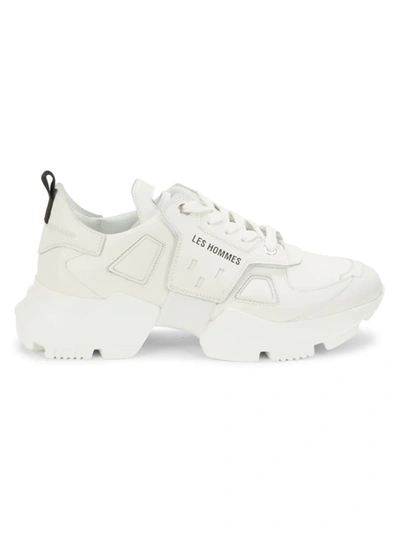 Les Hommes Men's Chunky Low-top Leather Sneakers In White