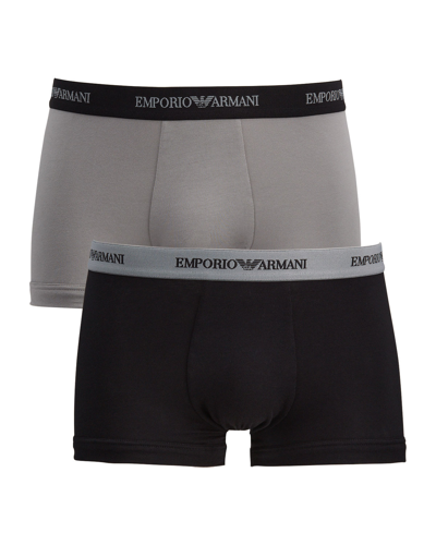 Emporio Armani Men's 2-pack Stretch Cotton Boxer Briefs In Black Anthracite