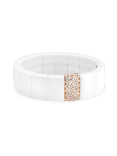 Roberto Demeglio Dama Ceramic Beaded Stretch Bracelet With 5-diamond Rondelles In White Gold