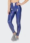 Heroine Sport Marvel Metallic Stretch Leggings In Blue