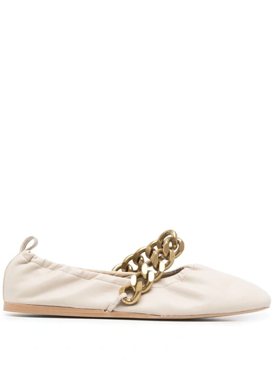 Stella Mccartney Falabella Chain Ballerina Flats In Cream