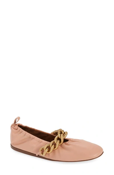 Stella Mccartney Falabella Chain Ballerina Flats In Powder