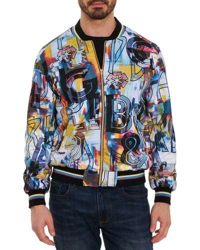 Robert Graham Men's Peace Love Abstract-print Bomber Jacket In Multi