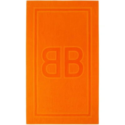 Balenciaga Logo-jacquard Cotton-terry Towel In Orange