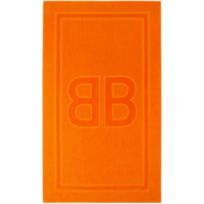 Balenciaga Logo-jacquard Cotton-terry Towel In 7500 Orange