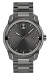 Movado Men's Swiss Bold Verso Gunmetal Ion-plated Steel Bracelet Watch 42mm In Black / Grey / Gun Metal / Gunmetal