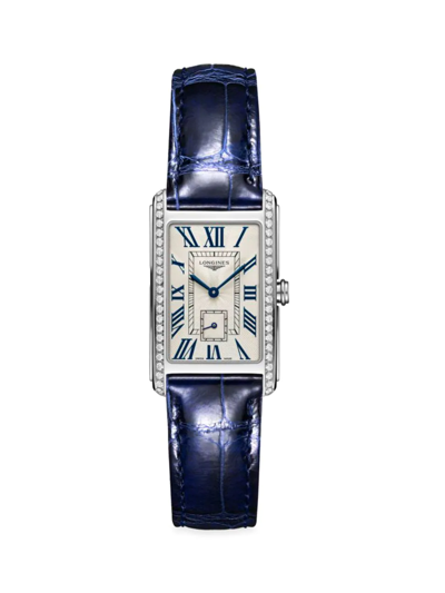Longines 37mm Diamond & Stainless Steel Watch In White/blue
