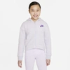 Nike Sportswear Club Fleece Big Kids' Full-zip Hoodie In Purple Chalk/wild Berry