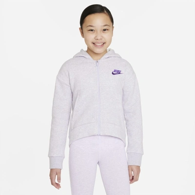 Nike Sportswear Club Fleece Big Kids' Full-zip Hoodie In Purple Chalk/wild Berry