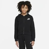 Nike Kids' Sportswear Club Fleece Big Girls Full-zip Hoodie In Black