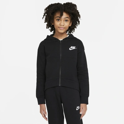 Nike Kids' Sportswear Club Fleece Big Girls Full-zip Hoodie In Black/black