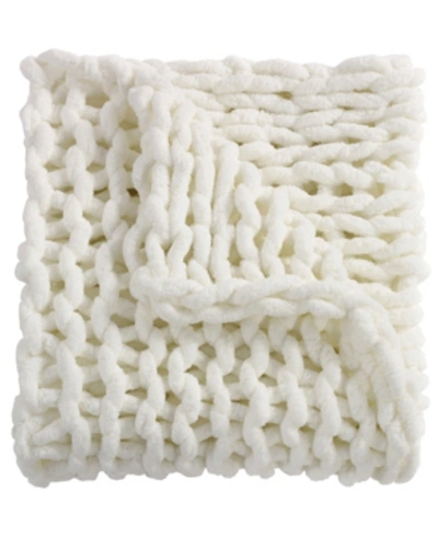 American Heritage Textiles Chenille Knitted Throw, 40" L X 50" W In White