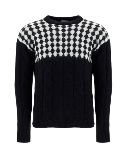 Saint Laurent Distressed Fair Isle Knitted Sweater In Pattern