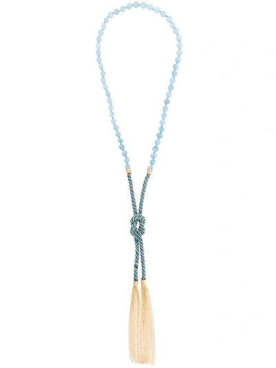 Rosantica Pace Beaded Tassel Necklace In Blue