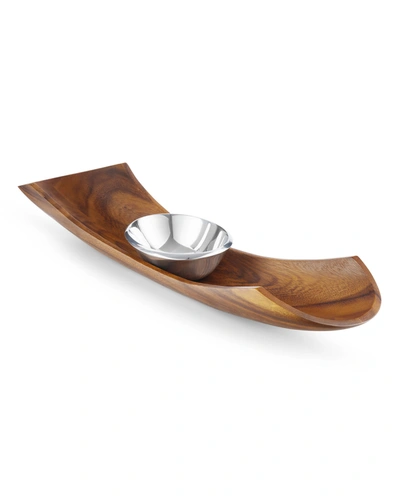 Nambe Canu Chip & Dip Base & Bowl In Brown