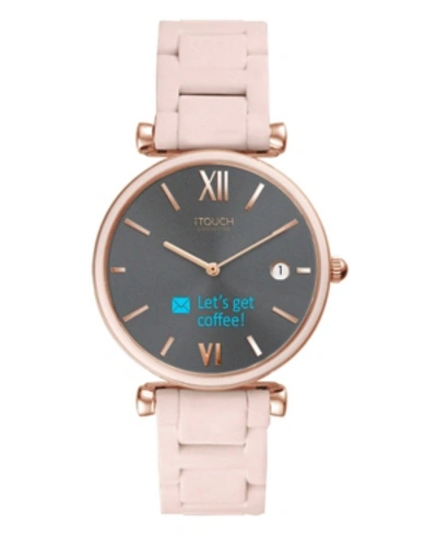 Itouch Connected Women's Hybrid Smartwatch Fitness Tracker: Rose Gold Case With Blush Metal Strap 38mm In Pink