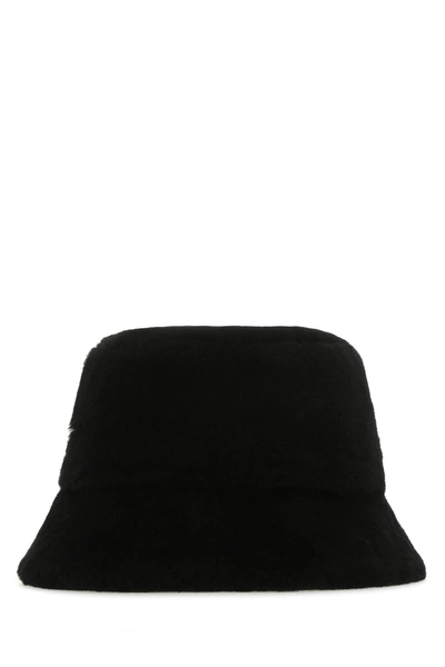 Prada Black Shearling Hat In Nero