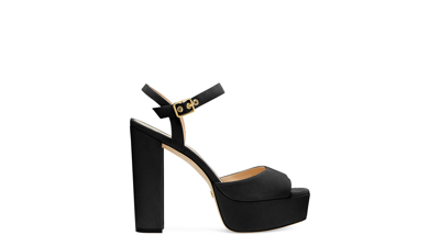 Stuart Weitzman Ryder Suede Platform Sandals In Nero