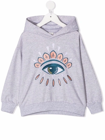 Kenzo Embroidered-eye Cotton Hoodie In 灰色