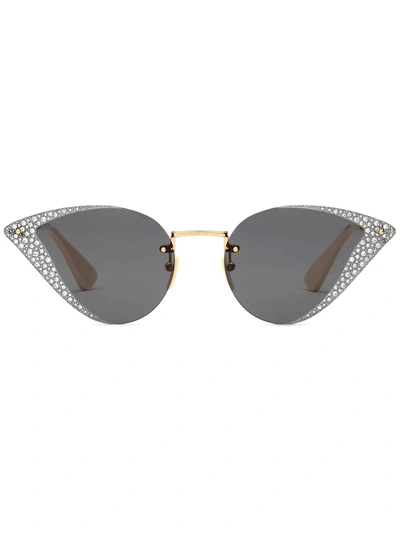 Gucci Crystal-embellished Geometric Sunglasses In Gold