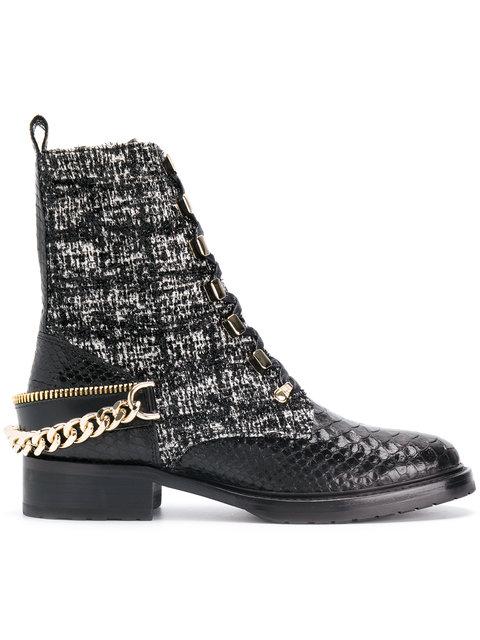 Lanvin Embellished Tweed Biker Boots | ModeSens