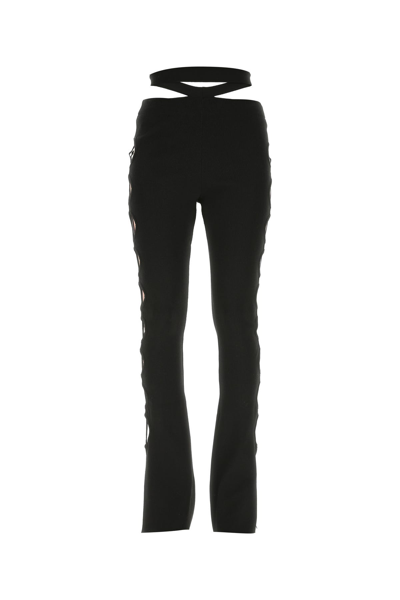 Andrea Adamo Ribbed Trousers With Cut Out Belt In Black