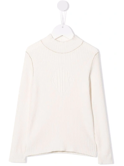 Chloé Kids' Logo Ribbed Turtleneck Jumper In White